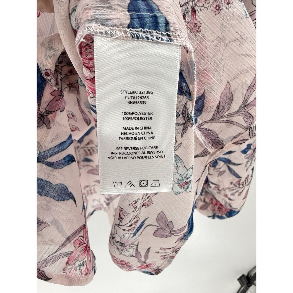 KUT From The Kloth Plus Size Pink Floral Roll Tab Blouse 3x Preppy Career Ofc - Picture 6 of 8